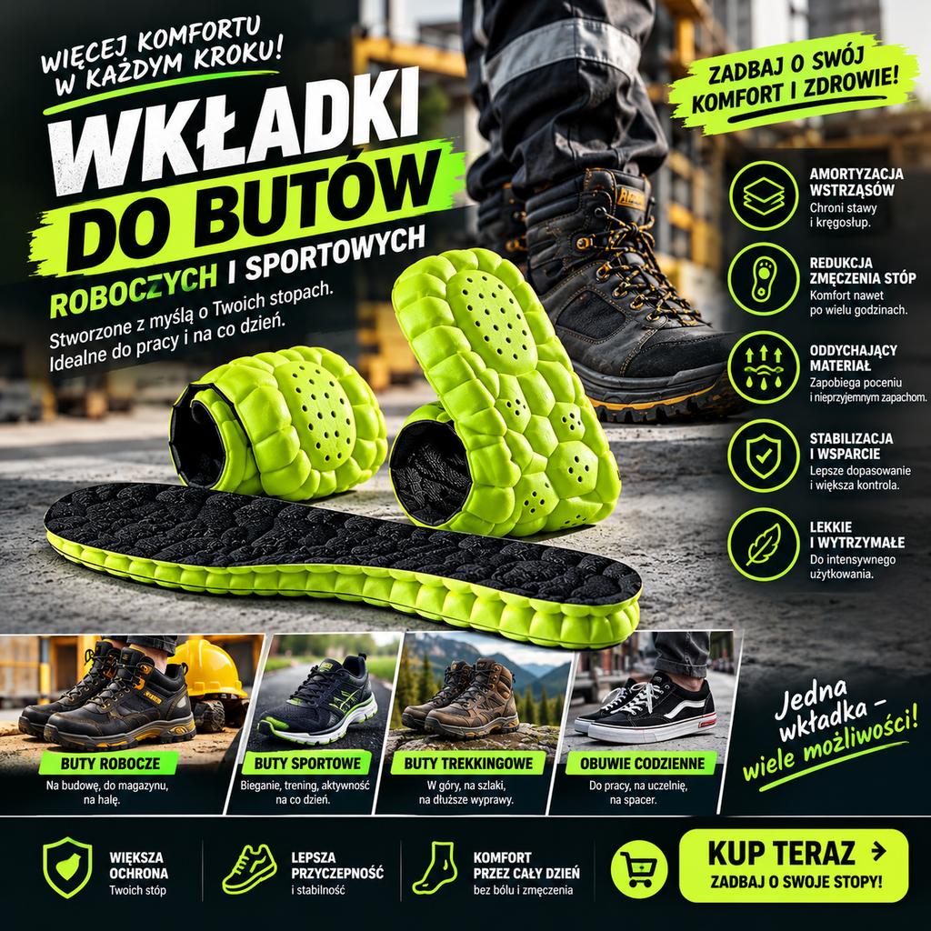 Wygodę Wkładki Amortyzujące z pianki 4D